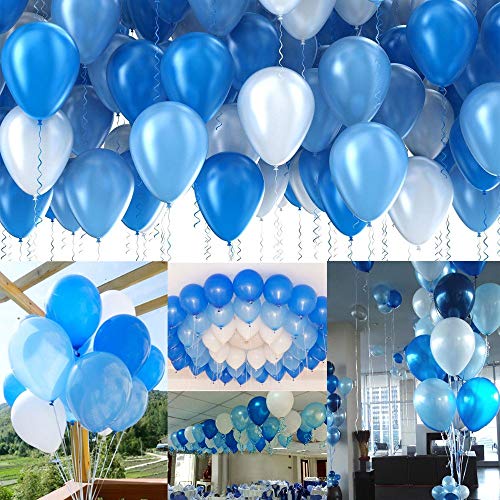 FLIPZON Balloon Pack of 100 Pieces (Blue & White) - Image 1