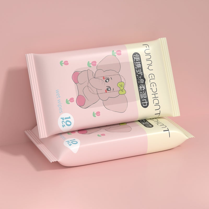 10-Pack Mini Cleaning Wipes Small Package For Babies, Portable Kidsren'S Student Dormitory Wet Wipes Small Package Gift - Image 1