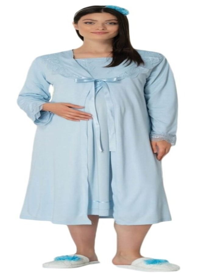 Generic - Maternity Nightgown Nursing Dressing Gown with Robe - Image 1