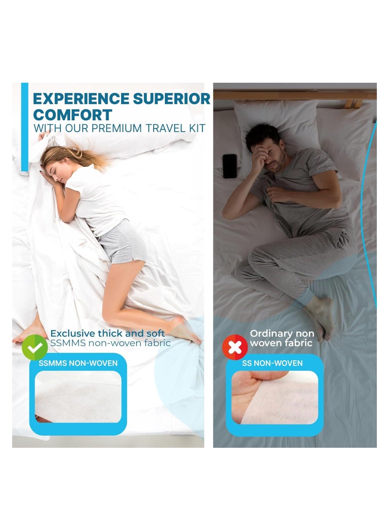 Disposable Travel Kit, Disposable Sheets, Disposable Sheets for Travel, Disposable Bed Sheets (Bed Sheet*2 + Duvet Cover*2 + Pillow case*2 + Bath Towels*2 + Toilet Seat Covers*2 + Slippers*2)  - Image 4