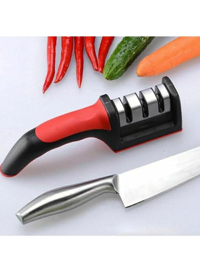 اداة سن السكاكين  مع 3 مراحل ، مسن سكاكين محمول باليد يساعد على إصلاح الشفرات واستعادتها وتلميعها بما في ذلك الشفرات والمقصات المستقيمة والمسننة - Image 3