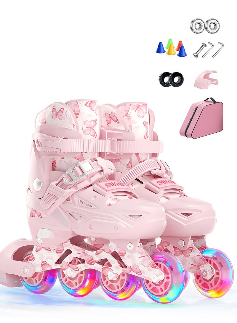 sway مجموعة أحذية التزلج على العجلات للأطفال، زلاجات قابلة للتعديل مع عجلات مضيئة بالكامل للمتعة في الهواء الطلق 3 مقاسات، للمبتدئين من الفتيات والفتيان - Image 1