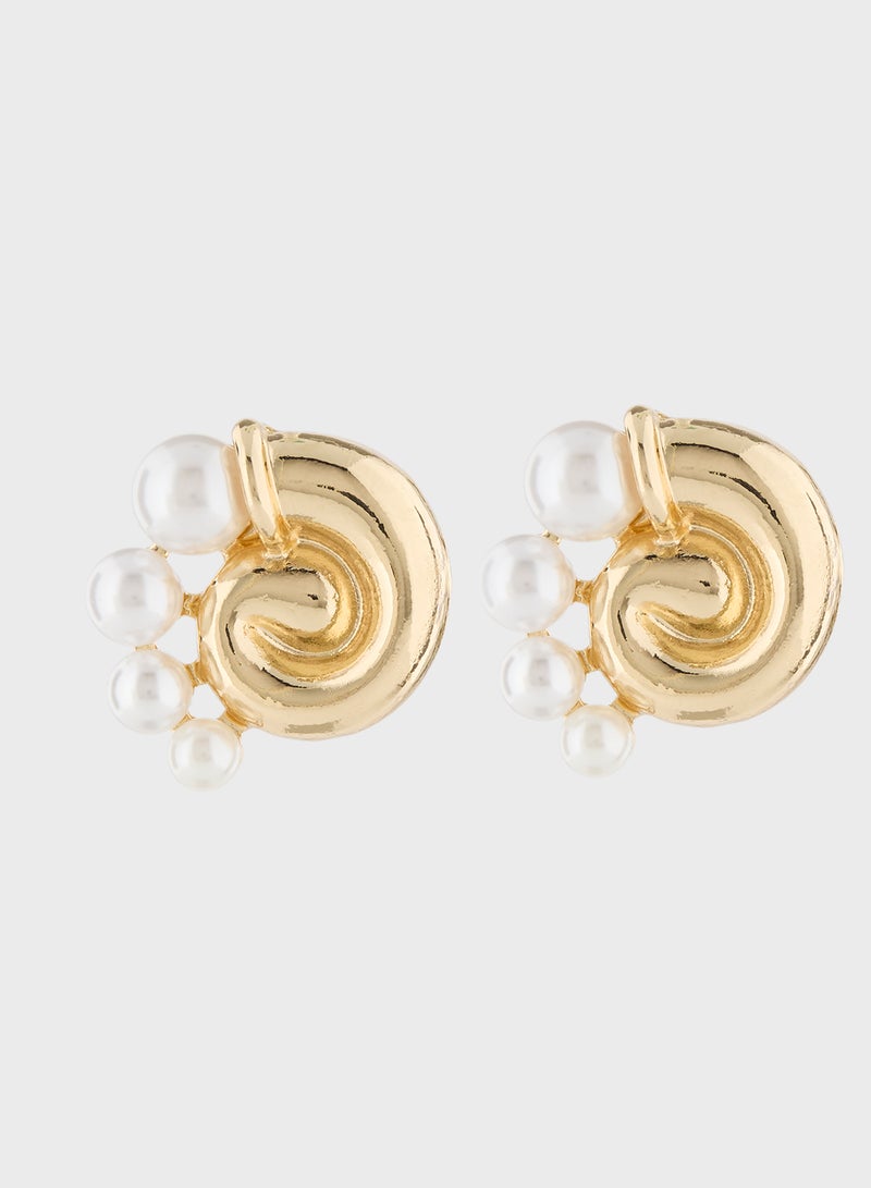 ELLA Pearl Spiral Stud Earrings  - Image 1