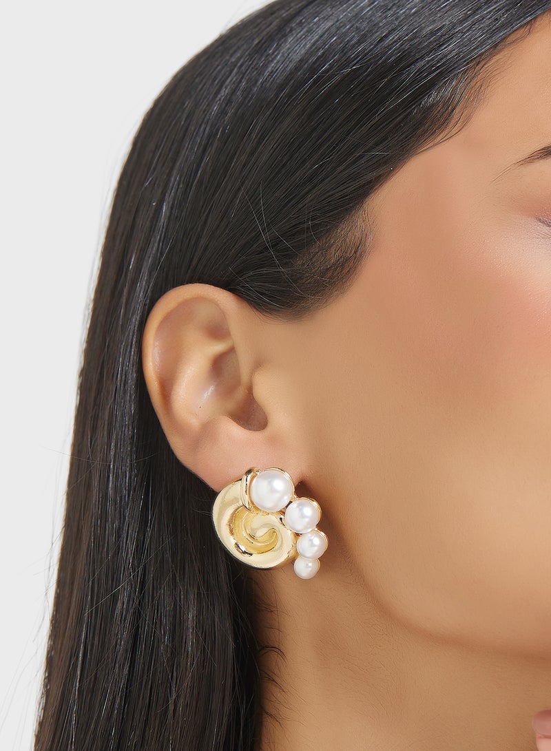 ELLA Pearl Spiral Stud Earrings  - Image 3