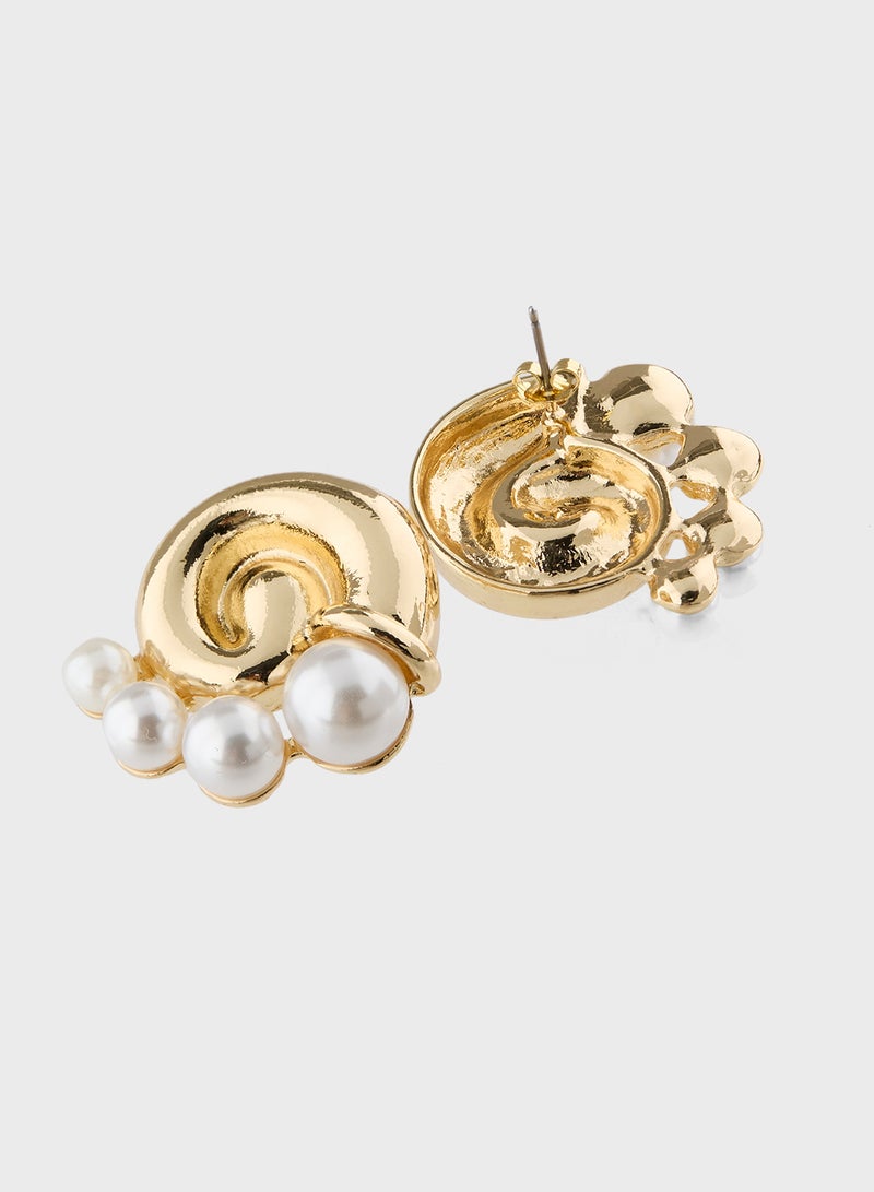 ELLA Pearl Spiral Stud Earrings  - Image 2