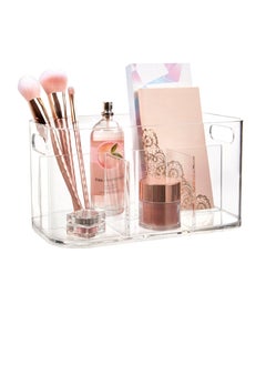 STORi STORi Bliss 5-Compartment Plastic Cosmetics Storage Organizer | Clear | Rectangular Divided Makeup Bin & Vanity Caddy with Pass-Through Handles | Round Corner Design | Made in USA  - Image 1