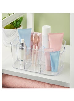 STORi STORi Bliss 5-Compartment Plastic Cosmetics Storage Organizer | Clear | Rectangular Divided Makeup Bin & Vanity Caddy with Pass-Through Handles | Round Corner Design | Made in USA  - Image 3
