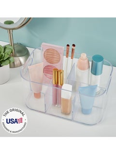 STORi STORi Bliss 5-Compartment Plastic Cosmetics Storage Organizer | Clear | Rectangular Divided Makeup Bin & Vanity Caddy with Pass-Through Handles | Round Corner Design | Made in USA  - Image 4