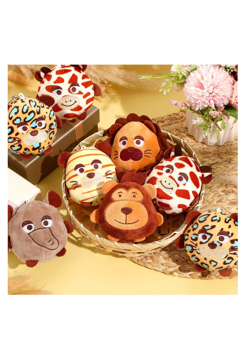 12 Mini Safari Plush Animals with Keychains Suitable for Jungle Themed Parties and Gifts for Students - Image 2