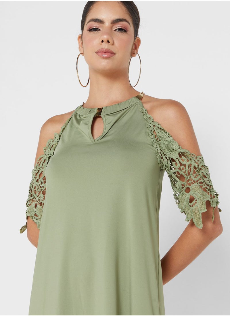 Ginger - Cold Shoulder Solid Dress - Image 1