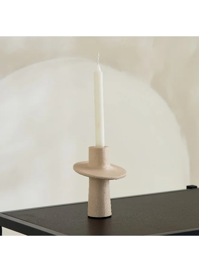 Home Box Lysi Aluminium Stuco Finish Candleholder - 10x10x12.5 cm