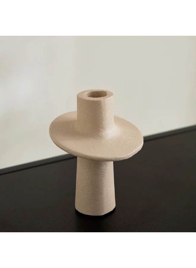 Home Box Lysi Aluminium Stuco Finish Candleholder - 10x10x12.5 cm