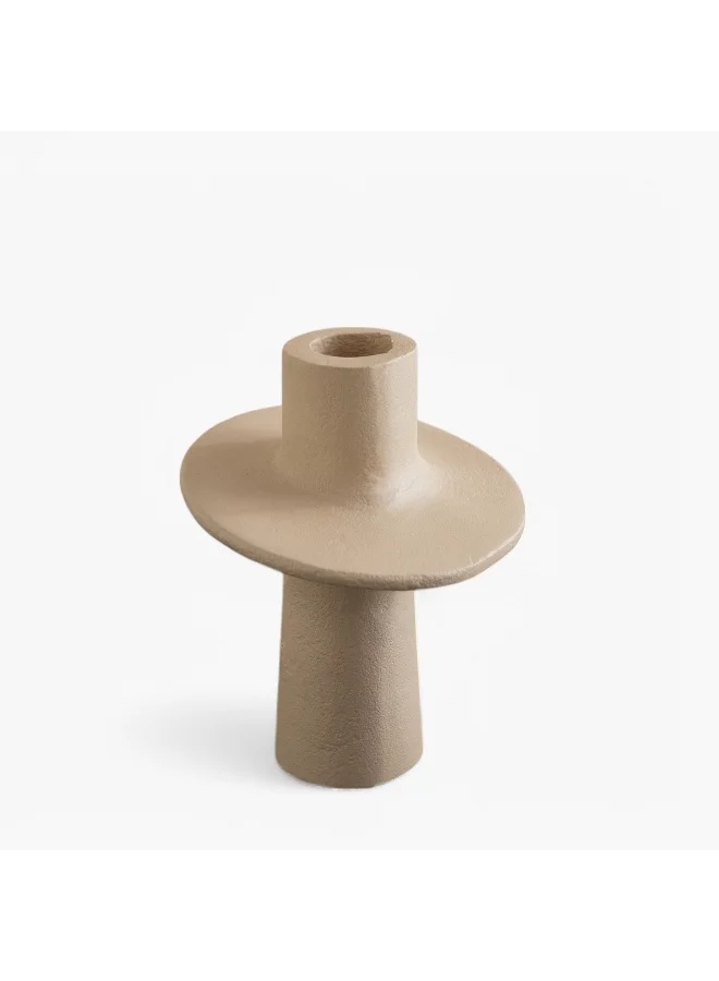 Home Box Lysi Aluminium Stuco Finish Candleholder - 10x10x12.5 cm