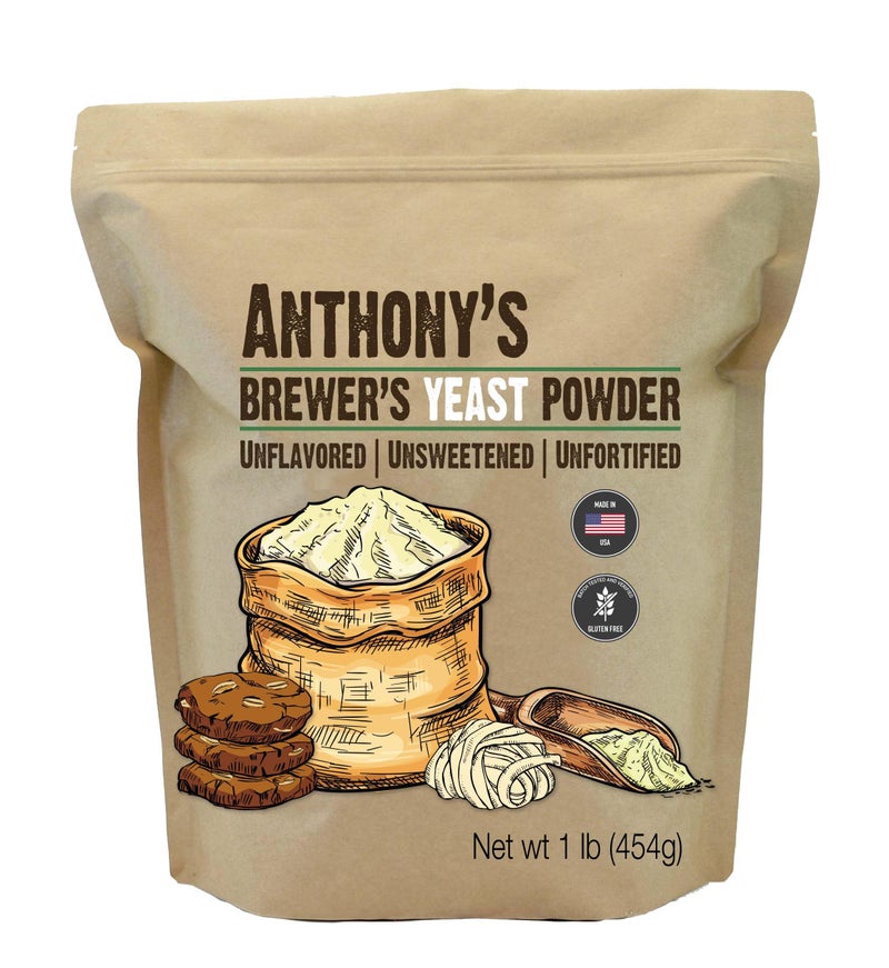 Anthony's Anthonys Brewers Yeast 1 lb Made in USA Gluten Free For Lactation Support Unflavored Unsweetened - Image 3