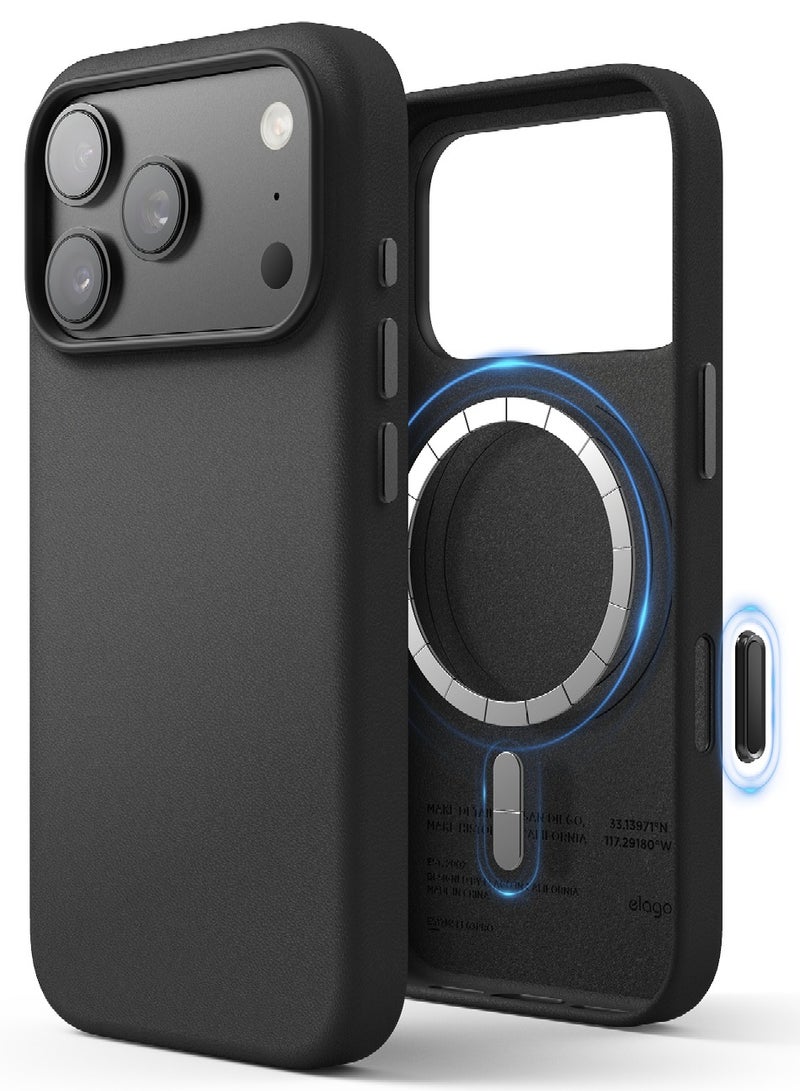 Elago Magnetic Leather case for iPhone 17 Pro  (2025) [Camera Control Button Cover] Vegan Leather, Shockproof, Water-Resistant [Magsafe Compatible] - Black - Image 1
