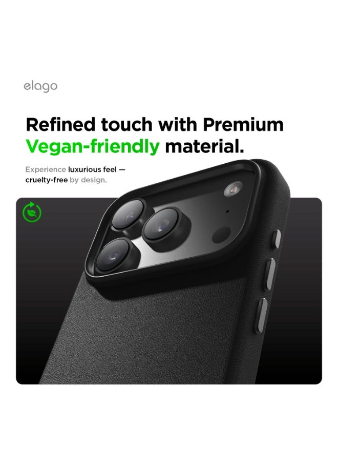 Elago Magnetic Leather case for iPhone 17 Pro  (2025) [Camera Control Button Cover] Vegan Leather, Shockproof, Water-Resistant [Magsafe Compatible] - Black - Image 3