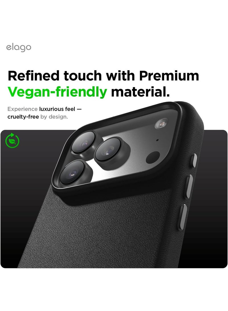 Elago Magnetic Leather case for iPhone 18 Pro / iPhone 17 Pro  (2025) [Camera Control Button Cover] Vegan Leather, Shockproof, Water-Resistant [Magsafe Compatible] - Black - Image 3