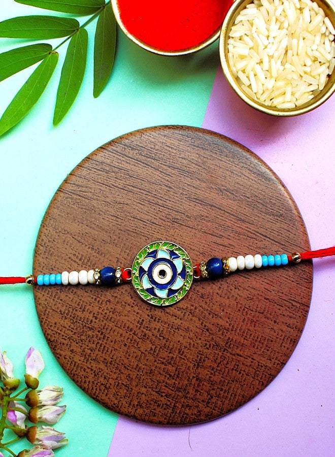 BANDHAN Pastel Colored Evil Eye Rakhi for brother and sister | designer rakhi online - Image 2