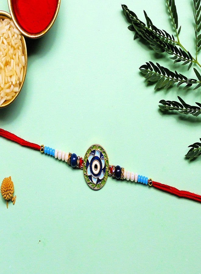BANDHAN Pastel Colored Evil Eye Rakhi for brother and sister | designer rakhi online - Image 4