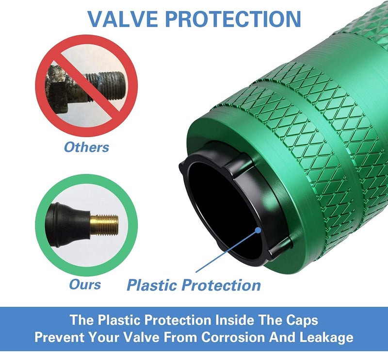 CKAuto 4 Pcs Aluminum Tire Valve Stem Caps with N2 Nitrogen Logo, Universal Stem Covers for Cars, SUVs, Bike and Bicycle, Trucks, Motorcycles | TPMS Safe | Corrosion Resistant | Dust Proof, Green - Image 3