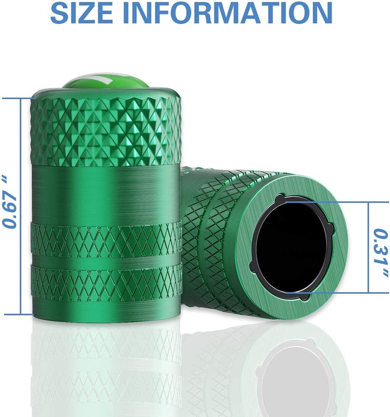 CKAuto 4 Pcs Aluminum Tire Valve Stem Caps with N2 Nitrogen Logo, Universal Stem Covers for Cars, SUVs, Bike and Bicycle, Trucks, Motorcycles | TPMS Safe | Corrosion Resistant | Dust Proof, Green - Image 4