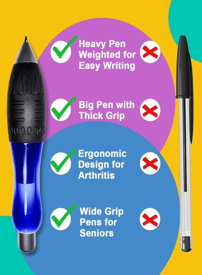 lyforx 𝟯 𝗼𝘇 Fat 𝐇𝐞𝐚𝐯𝐲 𝐖𝐞𝐢𝐠𝐡𝐭𝐞𝐝 Pens for Arthritis Hands, Parkinson's, Carpal Tunnel, Hand Tremors Wide Grip, Thick Barrel, Easy to Hold - Image 5