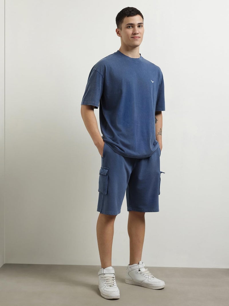 NOBERO Oversized Cargo Shorts Co-Ord Navy Oversized T-shirt & Shorts Co ord Set(1M-LWCS-R0100-NB3_Navy Blue_M) - Image 5