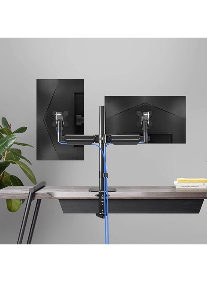 حامل مكتب لشاشتين – ذراعين قابلين للتعديل، قاعدة مريحة مع حركة كاملة لترتيب المكتب - Image 2