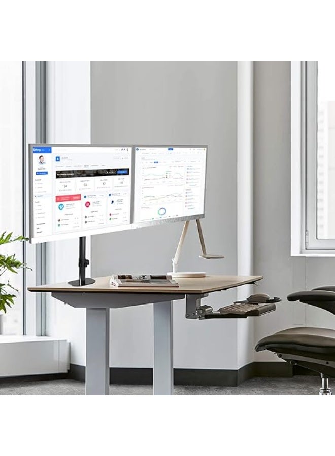 حامل مكتب لشاشتين – ذراعين قابلين للتعديل، قاعدة مريحة مع حركة كاملة لترتيب المكتب - Image 3