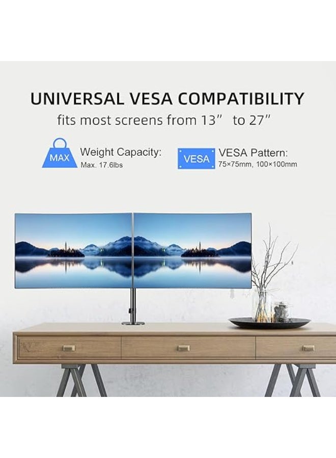 حامل مكتب لشاشتين – ذراعين قابلين للتعديل، قاعدة مريحة مع حركة كاملة لترتيب المكتب - Image 5