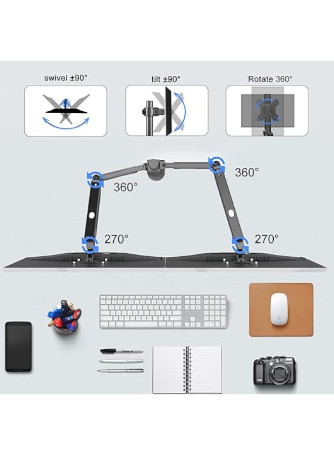 حامل مكتب لشاشتين – ذراعين قابلين للتعديل، قاعدة مريحة مع حركة كاملة لترتيب المكتب - Image 4