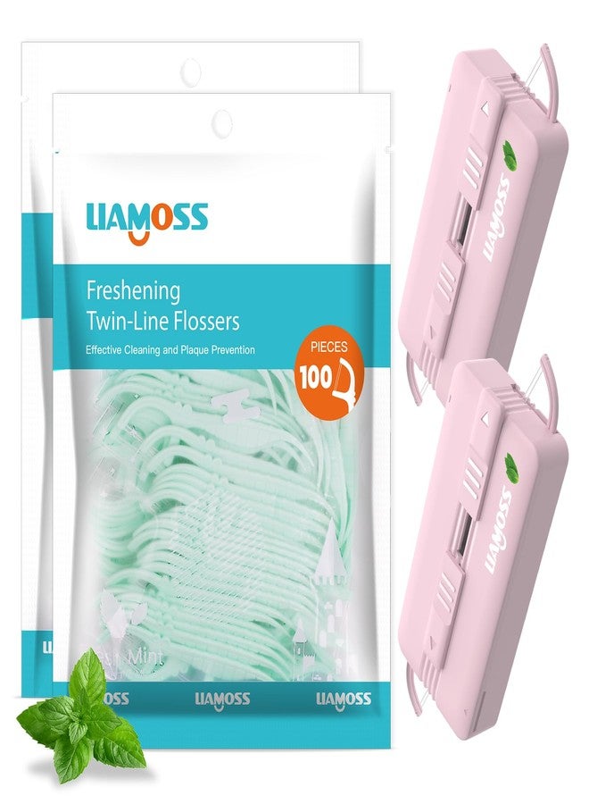 LIAMOSS Mint Dental Floss Picks with Flossers Portable Case,220 Count LIAMOSS No Shred Dental Flossers for Adult,Super Strong for Tightest Teeth,Travel Pocket Tooth Picks,Easy to Dispense Floss Pick(Pink) - Image 1