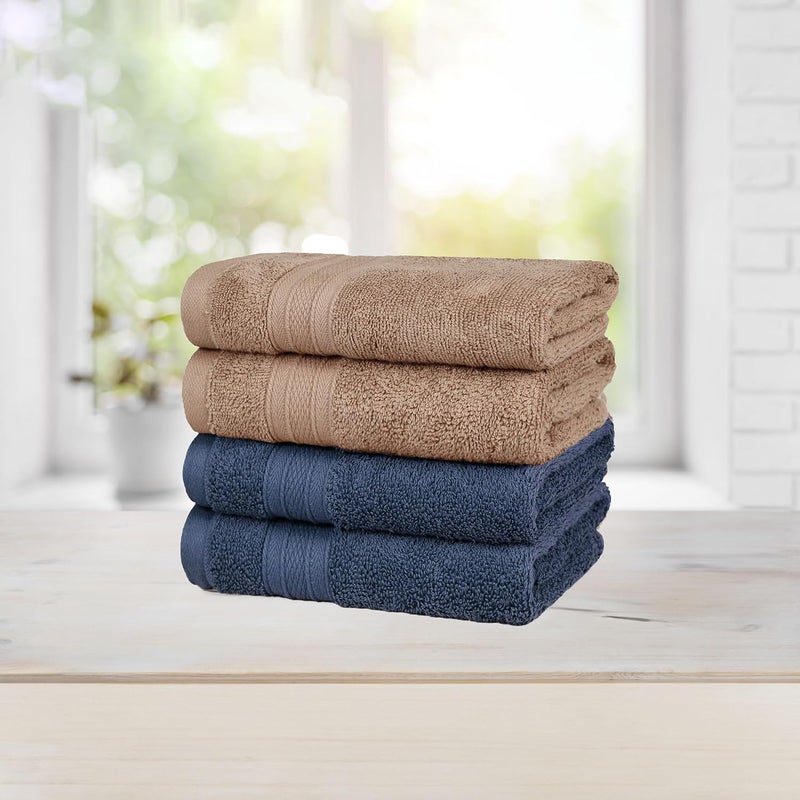 MYTRIDENT Soft Comfort Air Rich Towel 100% Cotton Hand Towel for Daily use, 500 GSM Highly Absorbent Towels for Men/Women, 4Pc Hand Towel Set (41 cm X 66 cm), Acorn and Navy - Image 3