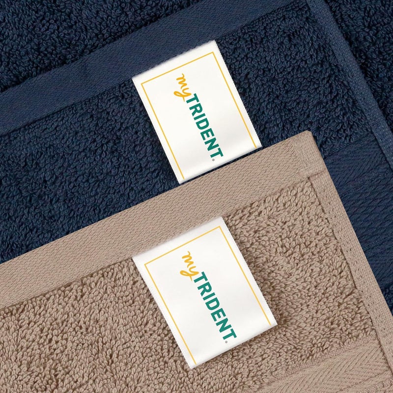 MYTRIDENT Soft Comfort Air Rich Towel 100% Cotton Hand Towel for Daily use, 500 GSM Highly Absorbent Towels for Men/Women, 4Pc Hand Towel Set (41 cm X 66 cm), Acorn and Navy - Image 4