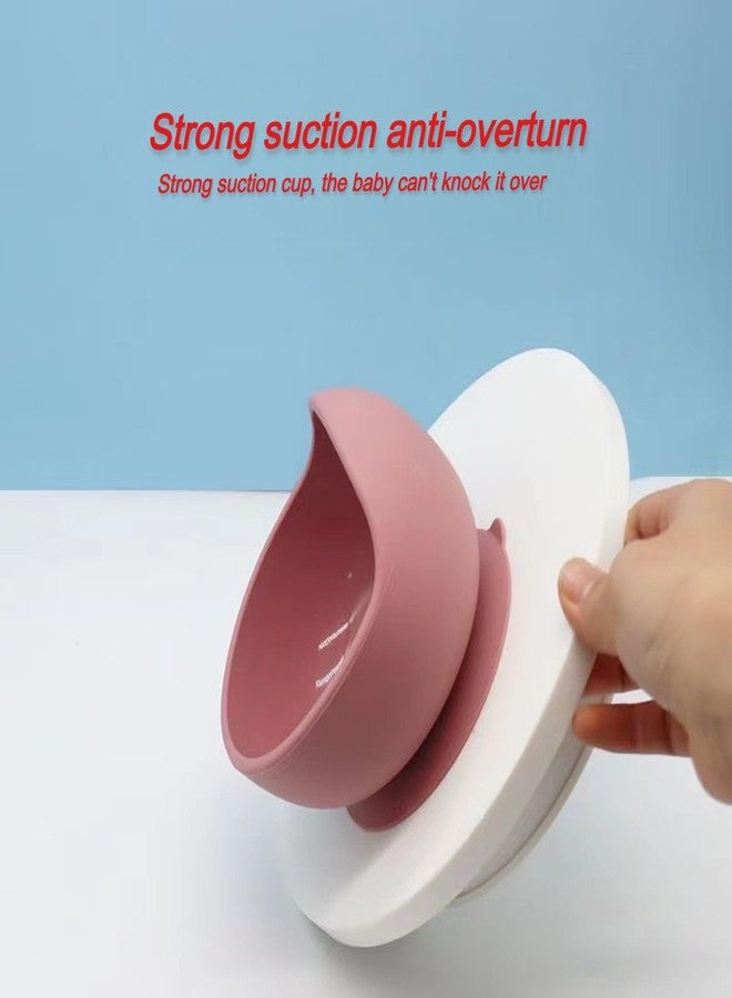 KRIVETY Baby Feeding Silicone Bowls with Wooden Spoon Curved Walls for First Stage Baby Self Training Feeding Strong Suction Large Bowl for Toddlers Babies Kids Prevent Food Dropping (Pink) - Image 5