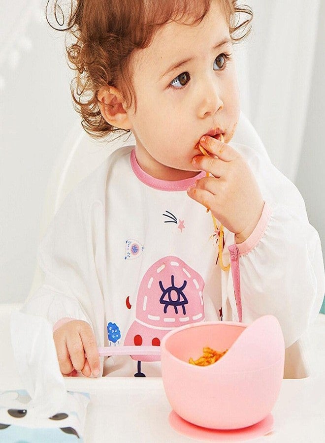 KRIVETY Baby Feeding Silicone Bowls with Wooden Spoon Curved Walls for First Stage Baby Self Training Feeding Strong Suction Large Bowl for Toddlers Babies Kids Prevent Food Dropping (Pink) - Image 3