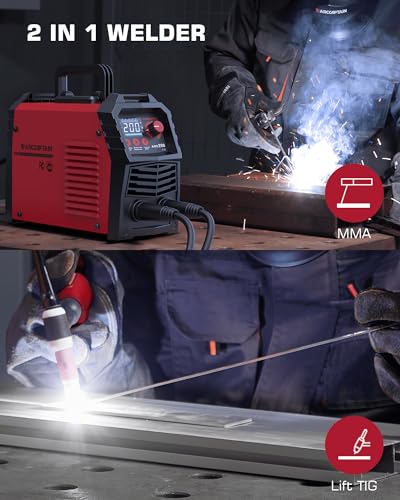 ARCCAPTAIN Stick Welder, [Large LED Display] 200A ARC/Lift TIG Welding Machine with Synergic Control, IGBT Inverter 110V/220V Portable MMA Welder Machine with Hot Start, Arc force and Anti-Stick - Image 5
