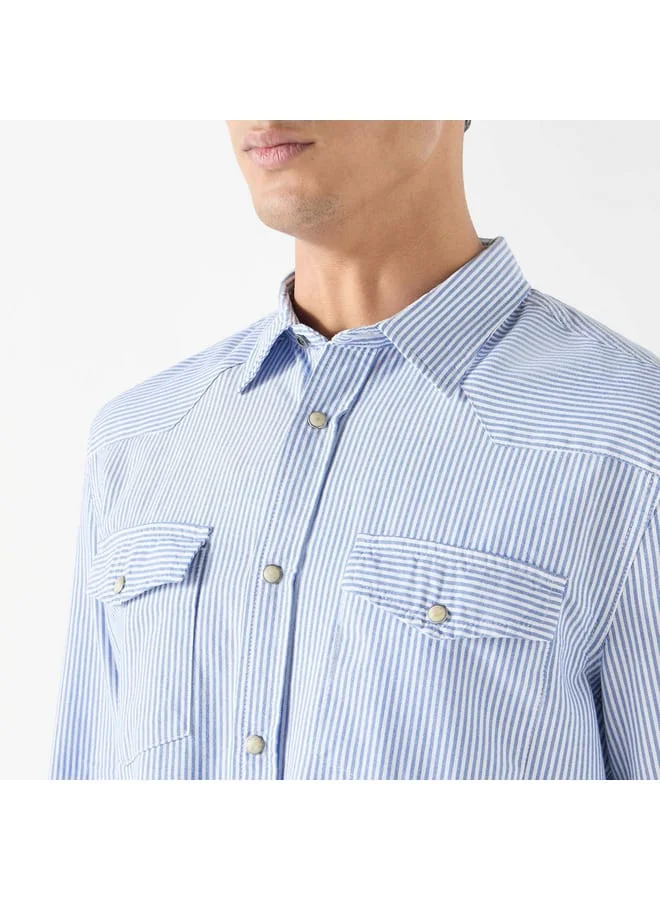 Iconic Iconic Striped Shirt with Long Sleeves and Pockets