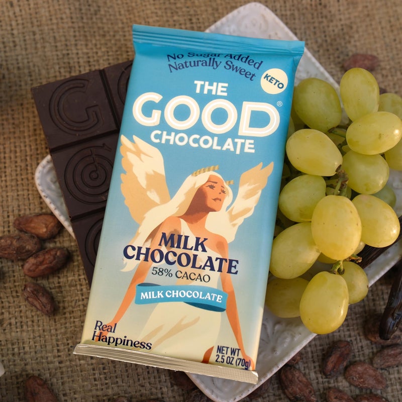 THE GOOD CHOCOLATE - Milk Chocolate Bars with 80% Less Sugar & Lower Net Carbs - Keto Chocolate Bar with Lower Calories, All Natural and Non-GMO Keto Snacks, 2.5 oz (6 Bars Value Pack) - Image 4