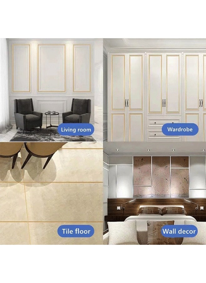 Reelyo 50M/Roll Decorative Home Ground Tile Wall Decor Wallpaper Gap Sealing Sticker Waterproof Seam Sticker Floor Line Decal Foil Tape Gold Tape Aluminium Foil Tape Kitchen Heat Resistant Tape Waterproof And Mildew Sealing Tape Kitchen Stoves Bathroom Toilet And Floor Wall Edge Protector For Stoves Sinks Toilets Corners 10mm*50m  - Image 5