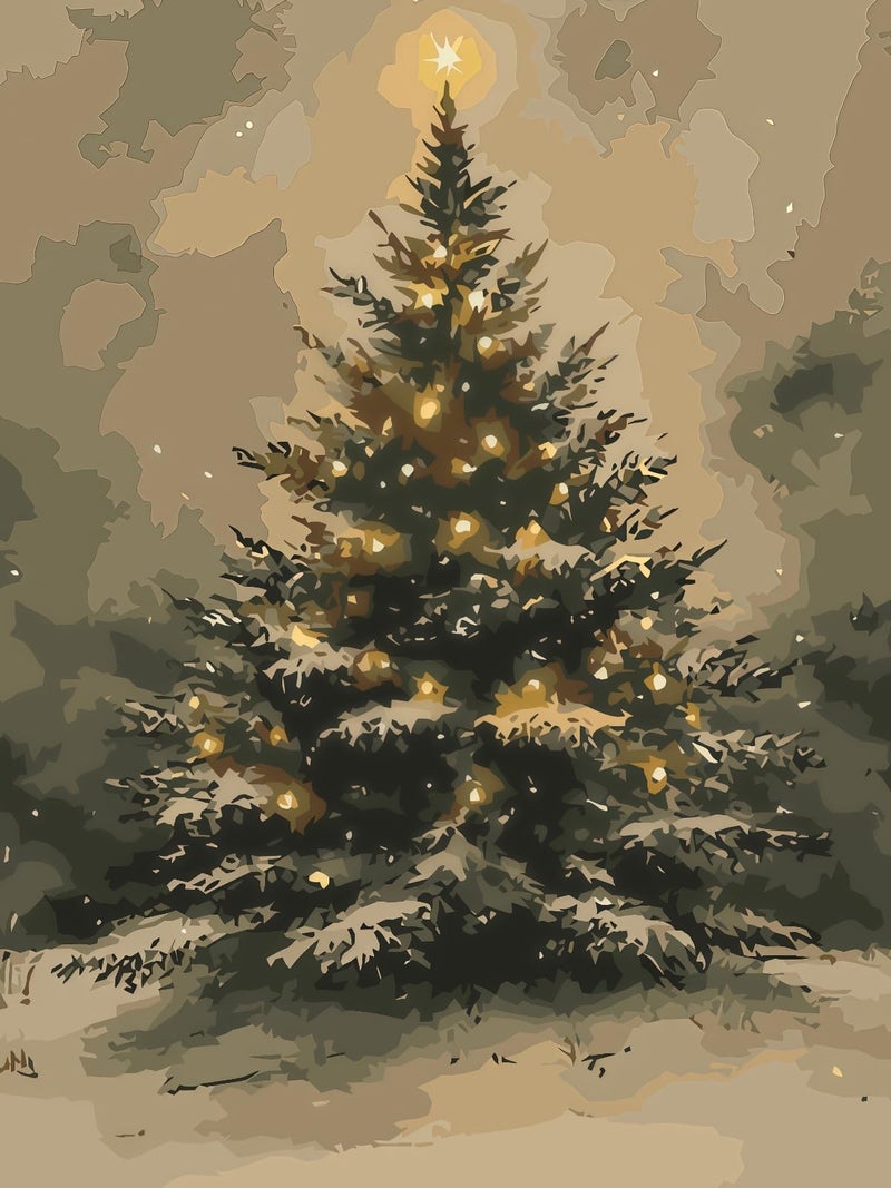 Cszppqaf Christmas Tree Paint By Numbers For Adults Beginner  Winter Paint By Number Kits On Canvas Color By Numbers For Adults Diy Oil Painting For Home Wall Decor 12X16 Inch - Image 1
