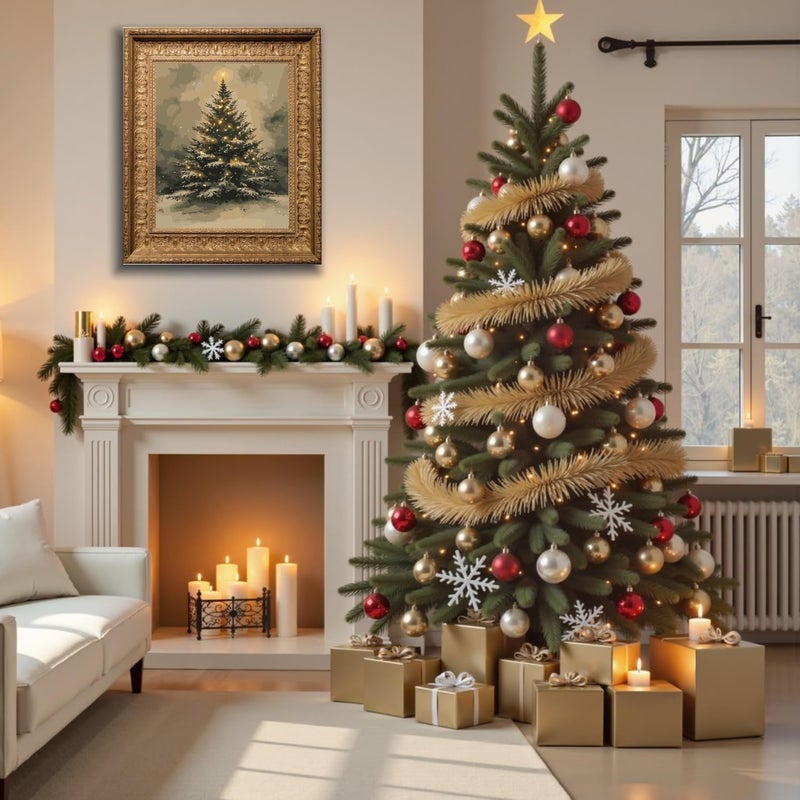 Cszppqaf Christmas Tree Paint By Numbers For Adults Beginner  Winter Paint By Number Kits On Canvas Color By Numbers For Adults Diy Oil Painting For Home Wall Decor 12X16 Inch - Image 3