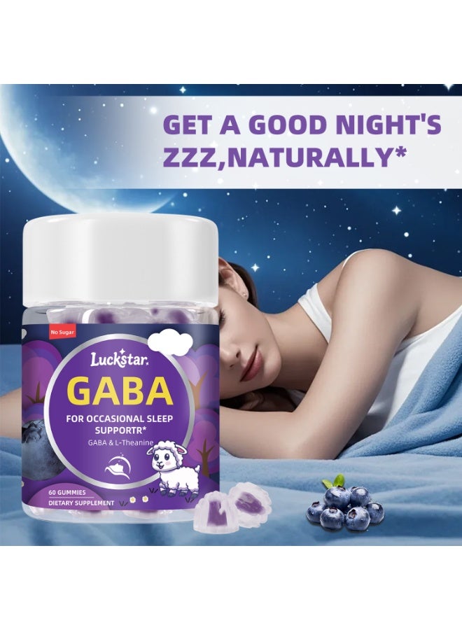 LUCKSTAR 2 Gummies Daily GABA Sleep Support 60 Gummies | Improve Sleep & Deep Rest | Safe & No Side Effects | Natural Blueberry Flavor for Adults | Luckstar - Image 2