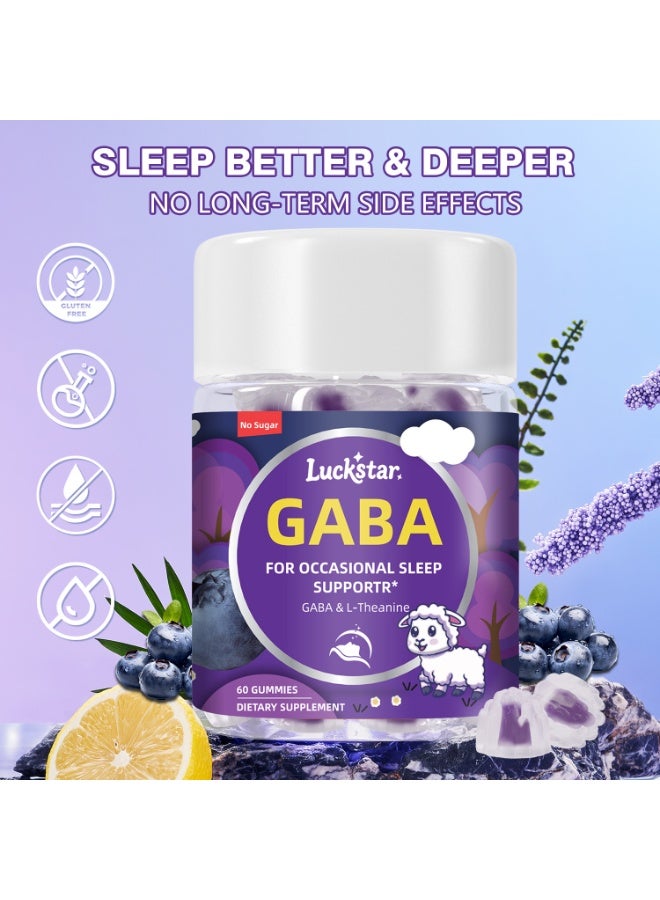 LUCKSTAR 2 Gummies Daily GABA Sleep Support 60 Gummies | Improve Sleep & Deep Rest | Safe & No Side Effects | Natural Blueberry Flavor for Adults | Luckstar - Image 3