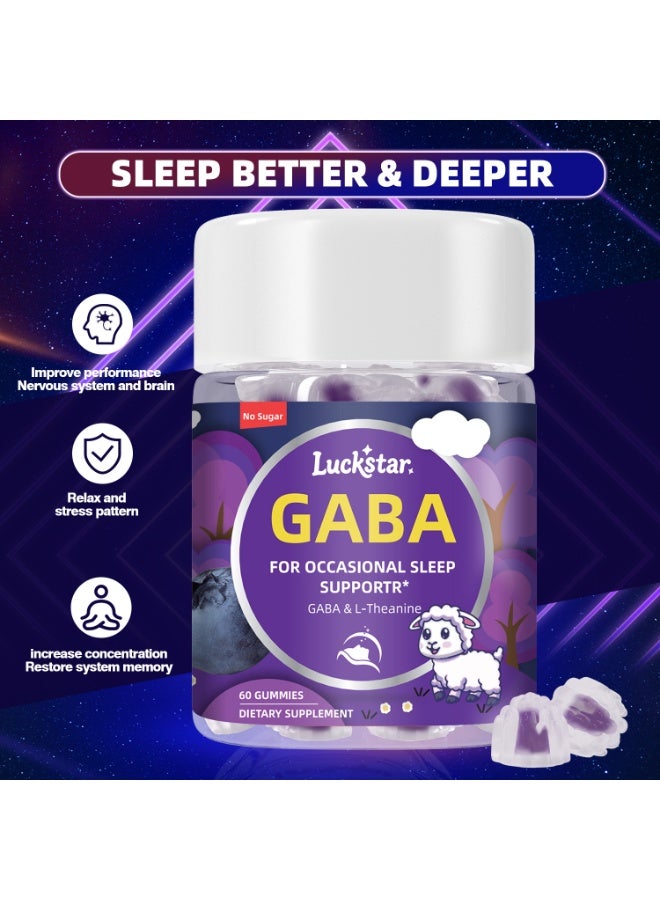 LUCKSTAR 2 Gummies Daily GABA Sleep Support 60 Gummies | Improve Sleep & Deep Rest | Safe & No Side Effects | Natural Blueberry Flavor for Adults | Luckstar - Image 1