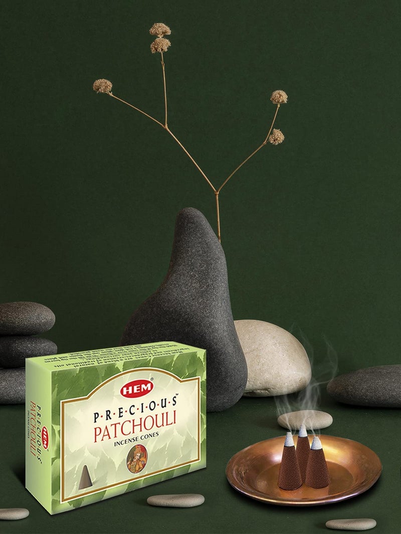 HEM Precious Patchouli Incense Cones | Long Lasting Aroma for Positivity & Pure Air | Aromatherapy Incense for Stress Relief, Air Purifier & Cleansing | Gift Set - Pack of 120 Cones - Image 2