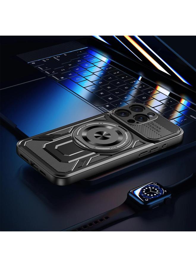 S-TOP Case For iPhone 13 Armor Rotating Holder MagSafe Phone Case - Image 3