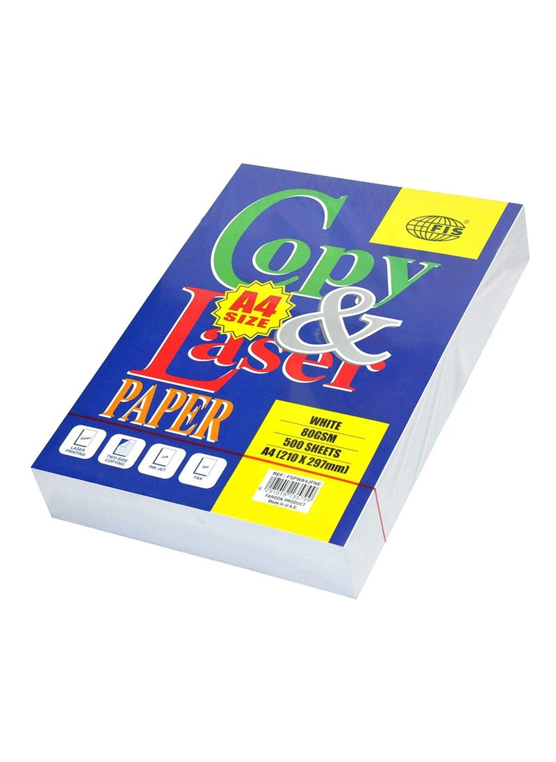 FIS FIS A4 Copy & Laser Photocopy Paper, 500 Sheets, White, 80 gsm, A4 (210 x 297 mm) Size - FSPWA4JFNE 