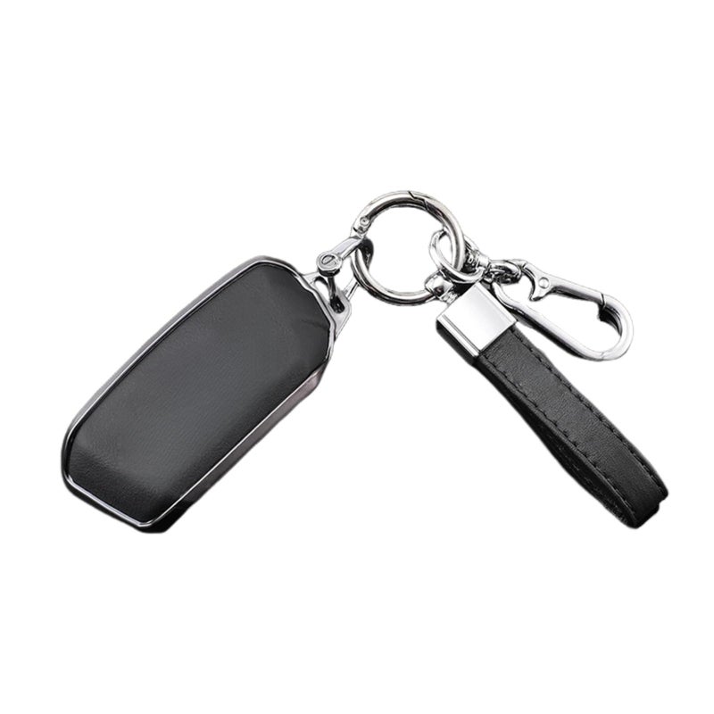 Black Car Key Cover Case Shell Keychain Accessory Compatible For 2023 2024 Models - Image 2