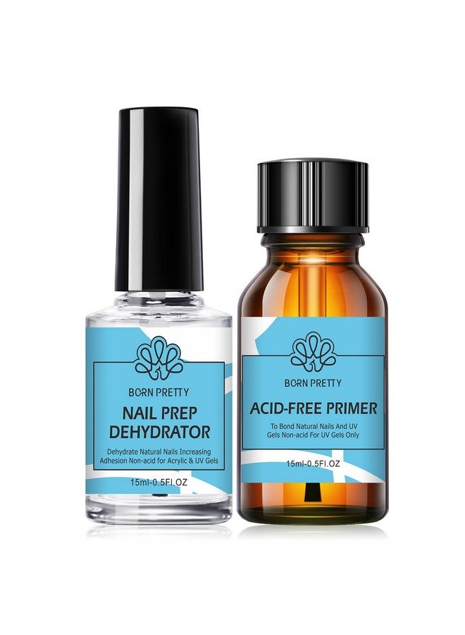 BORN PRETTY Natural Nail Prep Dehydrate and Bond Primer Acid-Free,15ml Dehydrator for Acrylic and Gel Nail Polish, Non Acid Primer for UV Gels Fast Dry Superior Bonding Agent Gift Box Set - Image 1